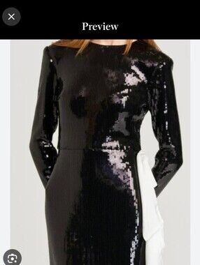 Brand New With Tags .. Wayf Black Sequin Long Sleeve Maxi Dress with Side Bow